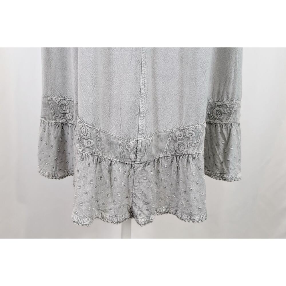 Vintage Y2K Dress Gray Embroidered Lace Up Whimsygoth Peasant Women's Size XL - Picture 4 of 7